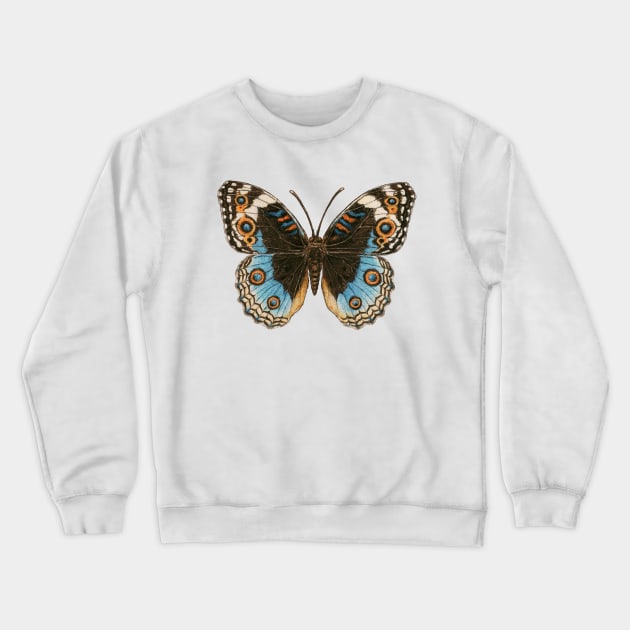 Blue Pansy Butterfly Crewneck Sweatshirt by katerinamk